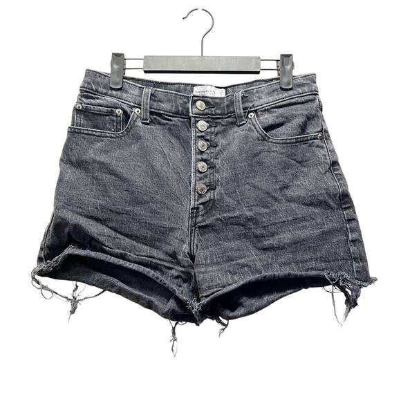 Abercrombie & Fitch High Rise 4" Cut Off Short Black Denim Jean Short 8 Sz 29 - Picture 1 of 6